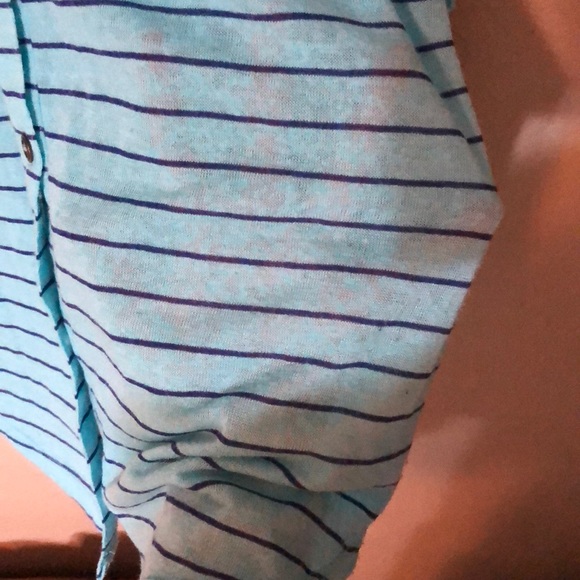 Light blue and navy striped button up shirt - Picture 8 of 8